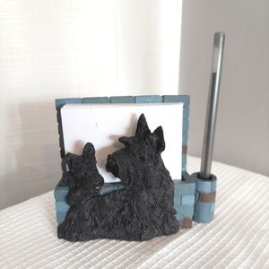 Magnetic Scottie Dog Note Pen Holder Desktop Terrier Figurine Resin Office